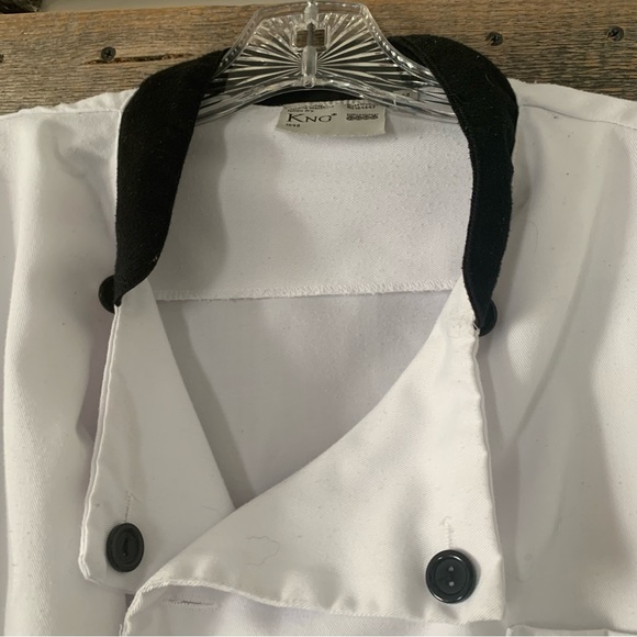 Men’s M KNG Executive Chef Coat Black Contrast Double Breasted Mandarin Collar - Picture 6 of 16